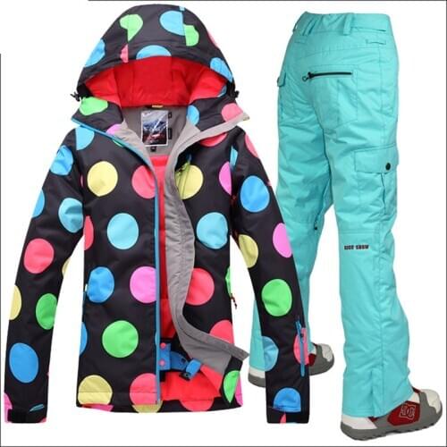 Ski suit Womens winter warm and windproof waterproof outdoor sports snow sports GSOU SNOW ski jackets and pants