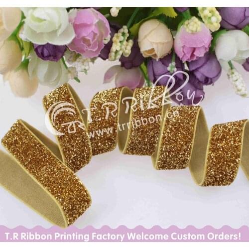 M-521 Gold Fold Over Elastic, Hair Accessories Fold Over Elastic,Shiny FOE for Headbands, 150yards/lot