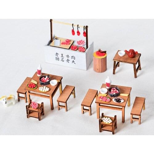 Chinese DIY DollHouse Kit Crafts Hotpot Restaurant with Light Handmade Model
