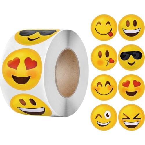 500 Pcs/roll Smiley Face Sticker for Kids Reward Sticker Yellow Dots Labels Happy Smile Face Expression Sticker Label Gift