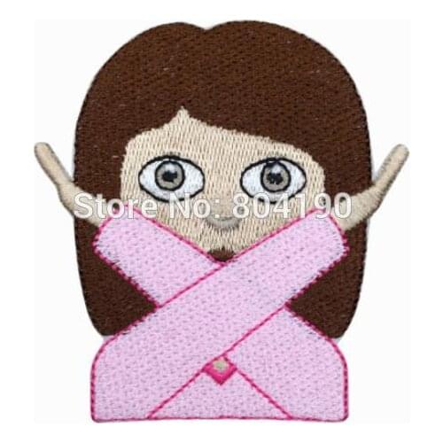 2" Girl objected Face patch boho hippie 70s fun smile applique sew on/ iron on badge party favor