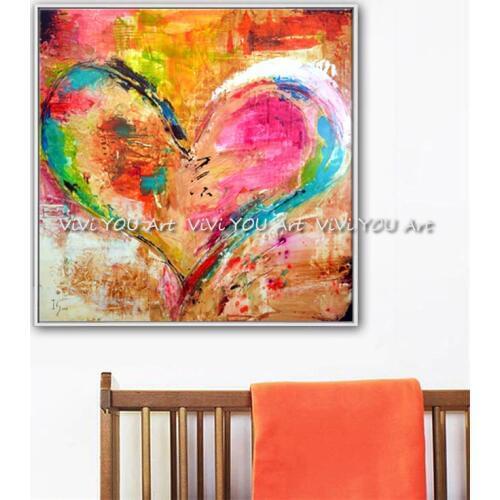 Hot Selling handpainted wall art Picture for living room bedroom pop art Heart Love picture Canvas Painting for home decoration