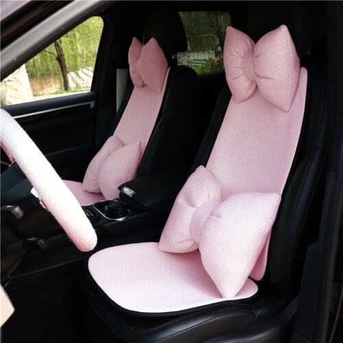 2021 New Arrival Pink Series Tweed Goddess Universal Four Seasons Summer Small Three Pices Backrest Car Seat Cover Cushion