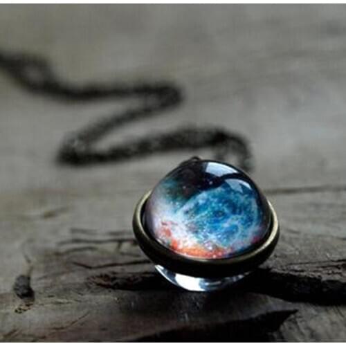 Cross border new products with double-sided glass ball Pendant Necklace Vintage sweater chain jewelry