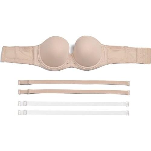 New Ladies Plunge Women Bra Plus Size Solid Underwire Brassiere Unlined Transparent Straps Convertible Straps Cotton Lingerie