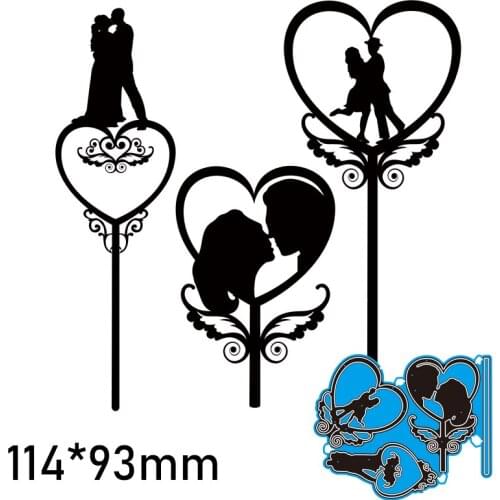 Cutting Dies Man On A Heart-Shaped Fairy Stick New Metal Stencils DIY Scrap Booking Paper Cards Making Decoration 117*93mm