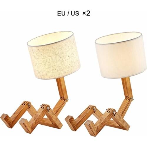 Simple Modern Table Lamp Bedroom Study Bedside Lamp Adjustable Nightstand Night Lights With Linen Lampshade for Living Room Home