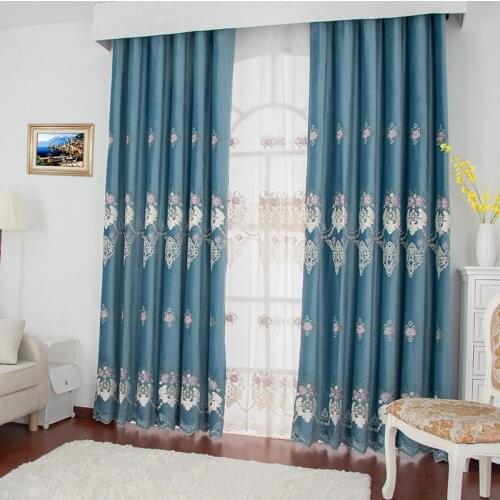 Simple and Modern Embroidered Curtains Finished Custom Wedding Shading Office Curtains for Living Dining Room Bedroom