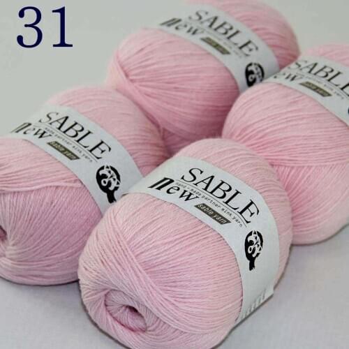 Sale Super Soft 4X50g Pure Sable Cashmere Wrap Shawls Hand Knit Wool Crochet 243-31 Baby Pink