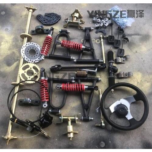 GO KART KARTING ATV UTV Steering Gear Rack Pinion Swingarms Tie Rod Steering Wheel Brake Pump With 30MM 100CM Rear Axle