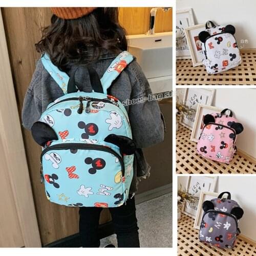 Disney Mickey Mouse Backpack for School Girl Kindergarten Cute Cartoon Printed Bookbag Children Schoolbag Student Nylon Rucksack