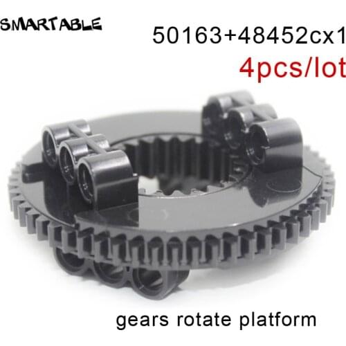 Smartable MOC Technical Gears Rotate Platform Parts set Building Block Toys Compatible 48452cx1+50163 4pcs/set