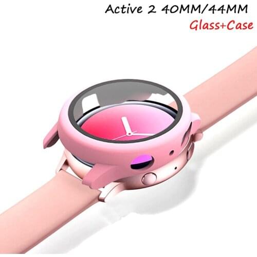 Glass+Case For Samsung Galaxy watch active 2 44/40 mm All-Around cover bumper+Screen Protector Galaxy watch active2 44mm 40mm