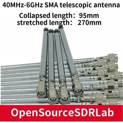 40MHz-6GHz SMA telescopic Antenna for HackRF One Software Defined Radio Platform
