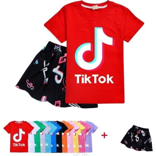 Tik Tok Summer Kids Girls Clothing New Casual Tracksuit Tik Tok T-Shirts+Skirt Sets Children Clothes Dress Teenagers 2-16Years