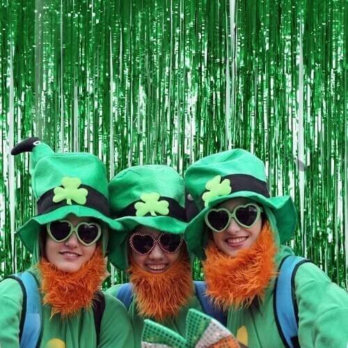 St Patrick' Day Decoration Rain For Photo Hawaii Party Decoration Green Photozone Photo Curtains Backdrop Curtain Tinsel
