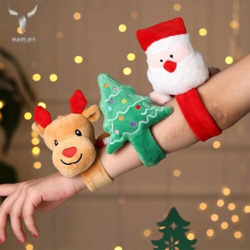 WAYLIKE 1PCS Christmas Decorations Patting Circle Snap Ring Santa Wrist Clap Santa Snowman Deer Children Gift New Year Party