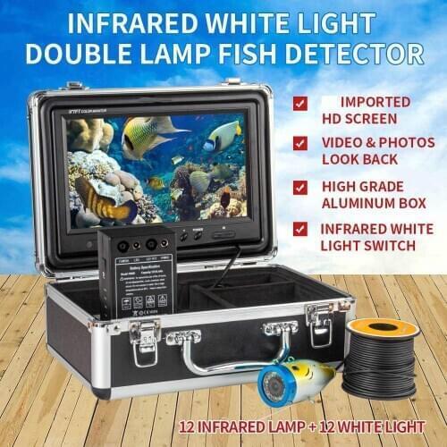 WF01B-plus Portable 7 inch LCD Monitor Fish Finder Waterproof Underwater 1200TVL Fishing Camera for Ice,Lake and Boat Fishing