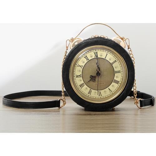 Women Leather Embroidery Shoulder Bags Female Messenger Bag Handbags Tote Braccialini Brand Style Handicraft Cartoon Round Clock