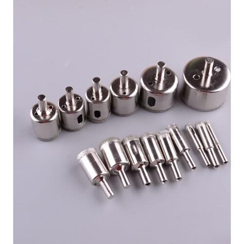 15pcs/set 6mm-50mm Diamond Tool Drill Bit Hole Saw Set Metal Fit for Glass Ceramic Marble Silver