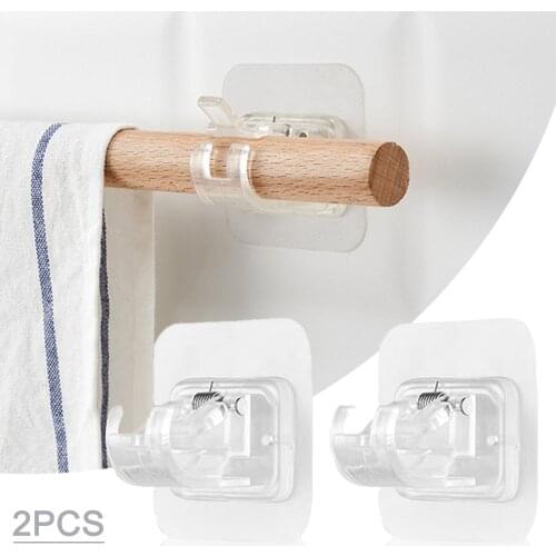 2PCS Hooks On The Wall Towel Shelf Fixed Clip Open Buckle Hanging Rod Adhesive Clip Curtain Self Adhesive Hooks For Hanging