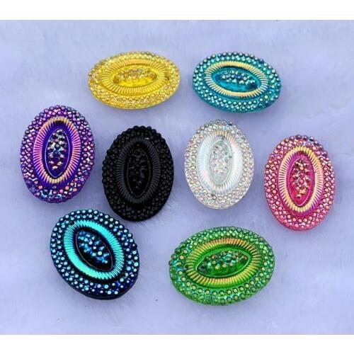 20pcs 18*25mm AB Color Oval Resin Rhinestones Crystal flatback Beads crafts DIY Jewelry Accessorie -HE45
