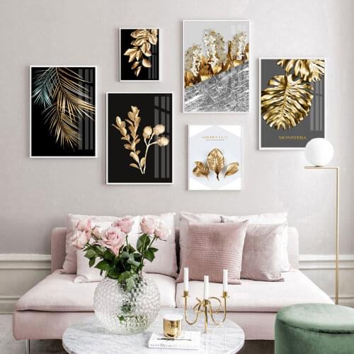 Abstract Luxury Leaves Painting on Canvas Nordic Wall Decorative Posters and Prints Living Room Picture Office Home Art Decor
