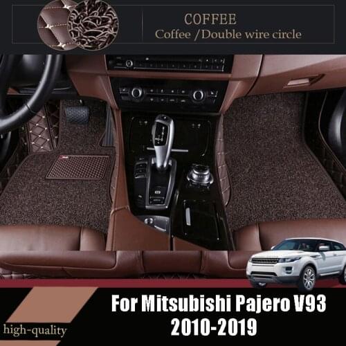 Car Floor Mats For Mitsubishi Pajero V93 2020 2019 2018 2017 2016 2015 2014 2013 2012 2011 2010 Carpets Wire loop Double Layer