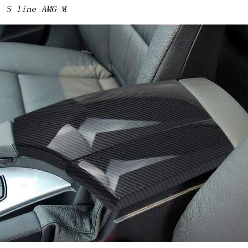 Car styling For BMW 5 Series E60 Carbon fiber Center Console Stowing Tidying Armrest box protect stickers cover Trim Accessories