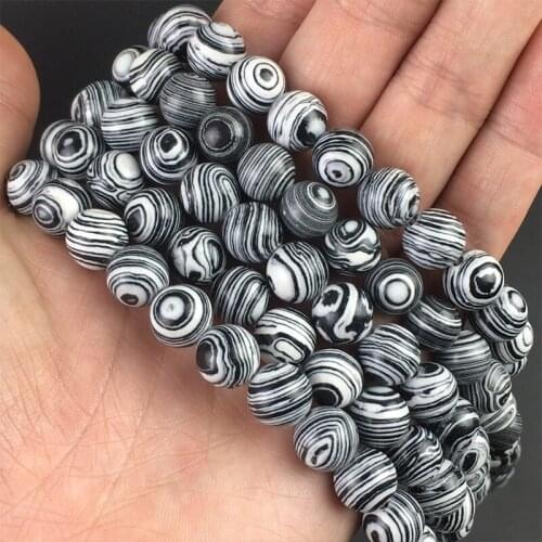 Black Malachite Stone Beads Round Loose Spacer Beads for Jewelry Making DIY Bracelet Accessories 15'strand 6/8/10mm