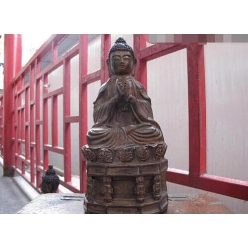 Fast shipping USPS to USA S3612 Chinese buddhism temple bronze Copper Sakyamuni tathagata buddha figurine Statue