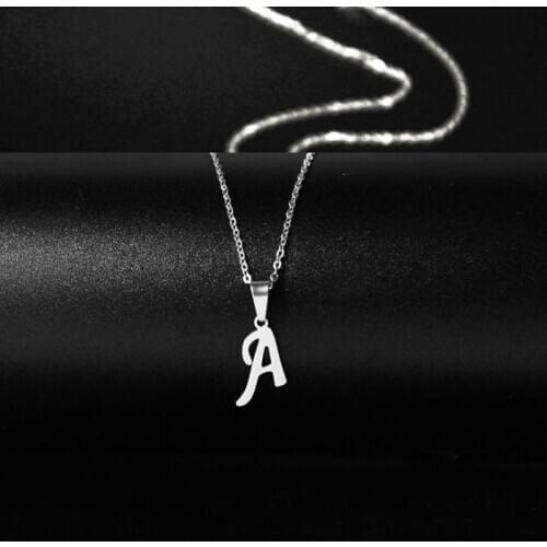 New Initial A-Z Letters Pendant Necklace for Women Men Trendy Stainless Steel Link Sweater Chain Necklaces Jewelry Gift
