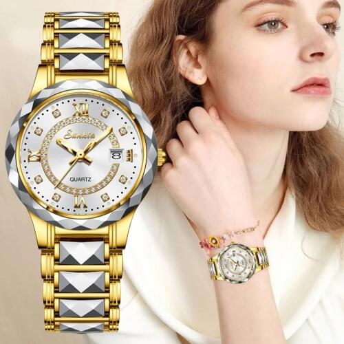 New Sunkta Ladies Watch Luxury Brand Women Gold Round Wristwatch Minimalist Analog Quartz Movement Casual Watch Relogio Feminino