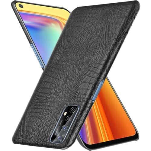 Case for Realme 7 Crocodile Texture PU Leather with Hard Plastic Cover On for Realme 7 Realem7 Pro