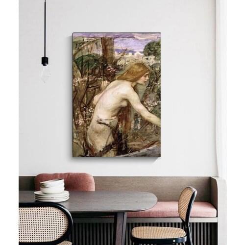 Citon William Waterhouse《The Flower Picker》Canvas Art Oil Painting Artwork Poster Picture Wall Decor Home Living room Decoration