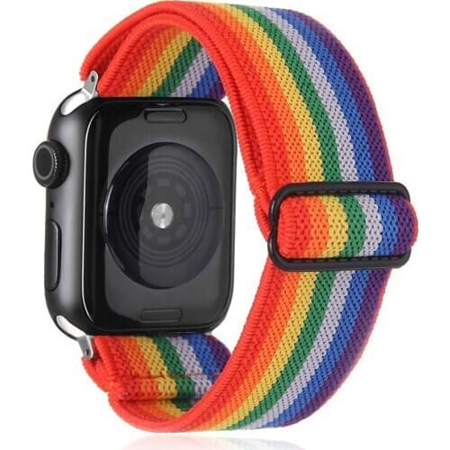 For Apple Watch Band 44mm 40mm 42mm 38mm Stretch Elastic Strap Boys/Girls Fashion Bracelet Belt for iWatch Series 6/SE/5/4/3/2/1