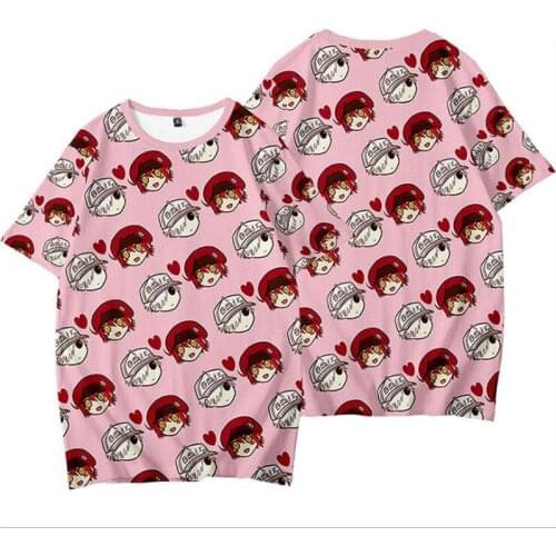 New Cells at Work Black T-shirt Cosplay Costume Red blood cell T shirt Women Man Summer Tees