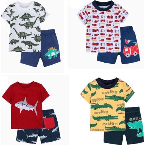 Short Sleeve Print T-Shirt+Shorts Baby Boy Summer Clothes Set Toddler Infant Outfit Newborn Girl Costume 6-36M New Born 2021