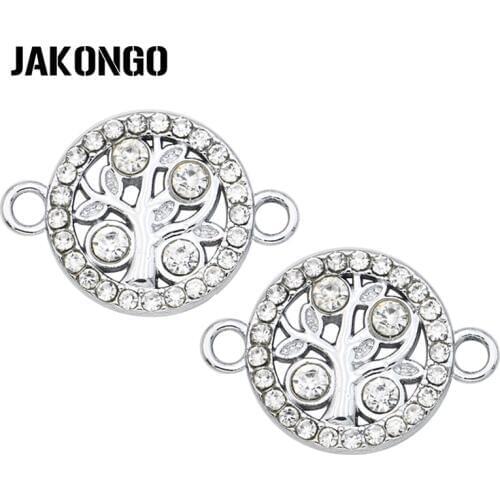 JAKONGO Silver Color Crystal Tree Connectors for Jewelry Making Bracelet Jewelry Findings DIY Accessories 23x16mm 5pcs/lot