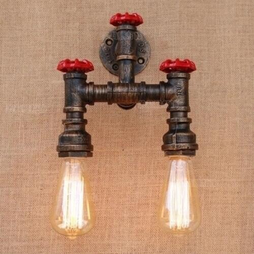 Loft Style Creative Metal Water Pipe Lamp Industrial Vintage Wall Light Fixtures For Home Edison Wall Sconce Lampara Pared