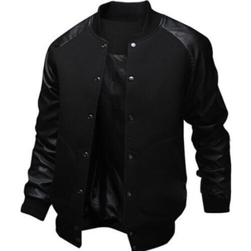 Jacket Men New Arrival Bomber Jacket Fashion Single Breasted Pu Leather Patchwork Jacket Brand Coat Jaqueta