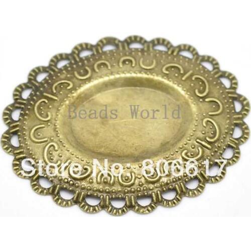 Best Quality 30 Pcs Bronze Tone Filigree Oval Cabochon Settings Wraps Connectors Jewelry Findings 42x37mm(W03504 X 1)
