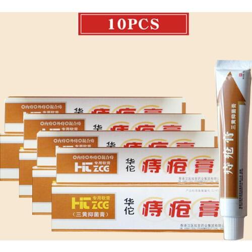 10pcs/lot Hua Tuo Hemorrhoids Ointment Plant Herbal Materials Powerful Hemorrhoid Cream Internal Hemorrhoids Piles External Anal