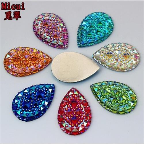 Micui 30PCS 20*30mm Newest AB Clear Drop Resin Rhinestones Crystal Flatback Beads Crafts Scrapbooking Clothing Accessories ZZ520