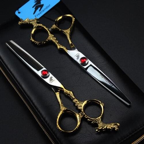 Gold Dragon handle fashionable hair scissors 6 inch high quality 440C stainless cutting texturing scissors free shipping