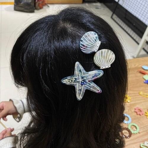 Mi Dairy Brand 2020 New Arrival Ocean Series Shell Barrettes Acetic Acid Hairpin Hair Ornament For Girl