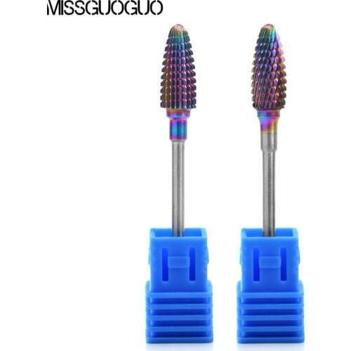 Bullet Rainbow Tungsten Carbide Nail Drill Bit Cuticle Clean Burr Bits For Manicure Nail Drill bits Gel Remove bits