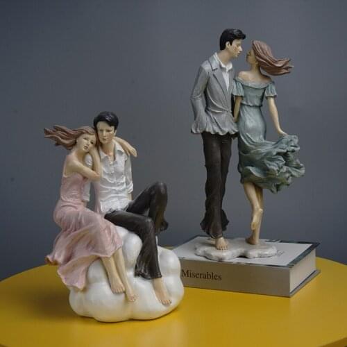 Resin Sculpture Nordic Romantic Couple Statue Home Decor Living Room Decoration Desktop Jewelry Gifts Figurines for Interior