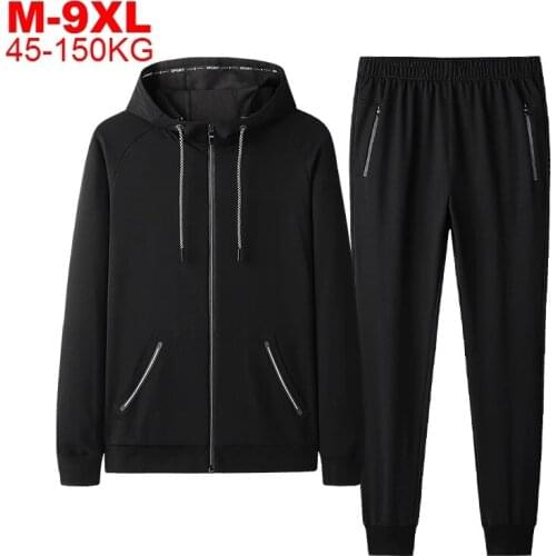 Big Size 9xl Tracksuits Men Set Casual Thicken Hooded Jackets Pants Sweatshirt Sportswear Coats Hoodie Track Suits Male Suits