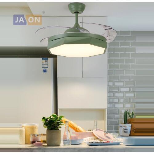 LED Postmodern Alloy Acryl ABS White Grey Pink Green Ceiling Fan.LED Lamp.LED Light.Ceiling Lights.LED Ceiling Light.For Foyer